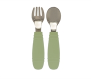 Tiny Tot Silikone Ske + gaffel Grøn